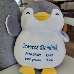Plüss pingvin a baba születési adataival! - Meska.hu
