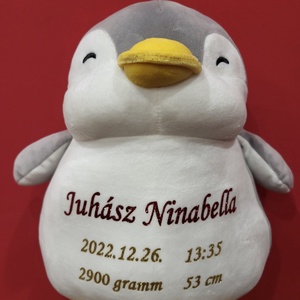 Baba születési adat emlékörző plüss pingvin - otthon & életmód - babaszoba, gyerekszoba - babaszoba dekoráció - Meska.hu