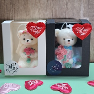 Kézzel festett gyertyaszett � Maci menyasszony és vőlegény , Otthon & Életmód, Gyertya, illat, aroma, Gyertya, Festett tárgyak, Gyertya-, mécseskészítés, MESKA