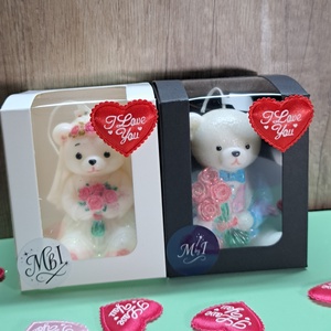 Kézzel festett gyertyaszett � Maci menyasszony és vőlegény  - otthon & életmód - gyertya, illat, aroma - gyertya - Meska.hu