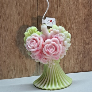 Kézzel készített gyertyaszett � Szív és virágok szeretetből, Otthon & Életmód, Gyertya, illat, aroma, Gyertya, Festett tárgyak, Gyertya-, mécseskészítés, MESKA