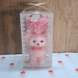 Kézzel készített macis gyertya szívvel � Romantikus ajándék - otthon & életmód - gyertya, illat, aroma - gyertya - Meska.hu