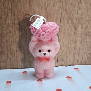 Kézzel készített macis gyertya szívvel � Romantikus ajándék - otthon & életmód - gyertya, illat, aroma - gyertya - Meska.hu