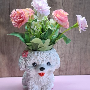 Kerámia kiskutya � virágtartó / ceruzatartó - otthon & életmód - virágdekoráció - virágtartó - váza - Meska.hu