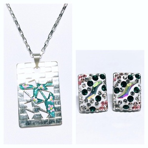 Nemesacél foglalatban Swarovski/ Preciosa kristályokkal kirakott téglalap formájú bedugós fülbevaló! - ékszer - fülbevaló - fülékszer - Meska.hu