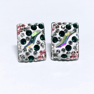 Nemesacél foglalatban Swarovski/ Preciosa kristályokkal kirakott téglalap formájú bedugós fülbevaló! - ékszer - fülbevaló - fülékszer - Meska.hu