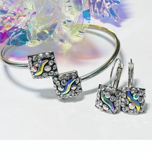 Swarovski/ Preciosa kristályos állítható nemesacél kézzel készült karkötő - ékszer - karkötő - karperec - Meska.hu