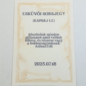 Esküvő köszönőajándék sorsjegy , Esküvő, Emlék & Ajándék, Köszönőajándék, Papírművészet, MESKA