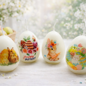 Tojás alakú szójaviasz gyertya., Otthon & Életmód, Dekoráció, Húsvéti asztaldíszek, Gyertya-, mécseskészítés, MESKA