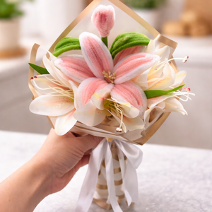 Zsenília virágos liliom csokor - kézműves örök csokor, ajándék , Otthon & Életmód, Virágdekoráció, Virágok, Virágcsokor, Virágkötés, MESKA