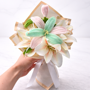 Zsenília virágos liliom csokor - kézműves örök csokor, ajándék  - Meska.hu