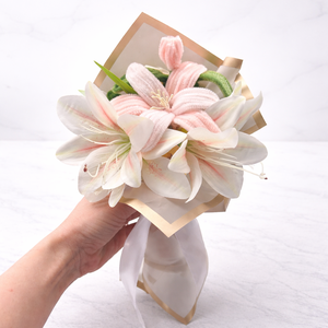 Zsenília virágos liliom csokor - kézműves örök csokor, ajándék  - Meska.hu