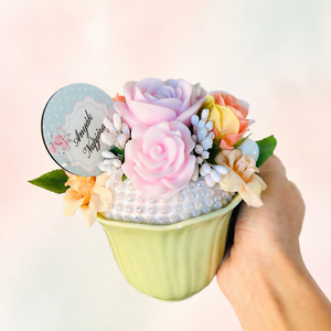 Szappanrózsás csészés anyák napi ajándék � pasztell, gyöngyös virágdísz - szépségápolás - szappan & fürdés - kézműves szappan - Meska.hu