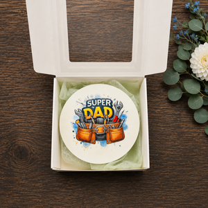 Apák napi kerek hűtőmágnes díszdobozban 9x9 cm � Best Dad Ever ajándék édesapáknak - otthon & életmód - konyhafelszerelés, tálalás - konyhai dekoráció - hűtőmágnes - Meska.hu