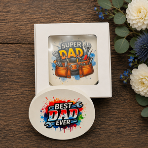 Apák napi kerek hűtőmágnes díszdobozban 9x9 cm � Best Dad Ever ajándék édesapáknak - otthon & életmód - konyhafelszerelés, tálalás - konyhai dekoráció - hűtőmágnes - Meska.hu