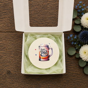 Apák napi kerek hűtőmágnes díszdobozban 9x9 cm � Best Dad Ever ajándék édesapáknak, Otthon & Életmód, Konyhafelszerelés, tálalás, Konyhai dekoráció, Hűtőmágnes, Festett tárgyak, Gipszöntés, MESKA