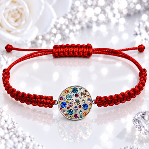 Swarovski /Preciosa kristályos makramé karkötő � állítható, piros - Meska.hu