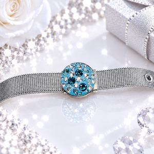 Swarovski /Preciosa kristályos nemesacél óraszíjas karkötő � kék - Meska.hu