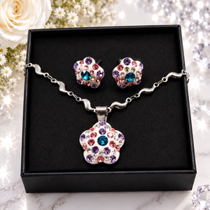 Swarovski /Preciosa kristályos virágos ékszerszett � nyaklánc és bedugós fülbevaló - Meska.hu