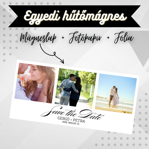 Egyedi Save The Date Fotórács Hűtőmágnes  15  7 cm, Otthon & Életmód, Konyhafelszerelés, tálalás, Konyhai dekoráció, Hűtőmágnes, Fotó, grafika, rajz, illusztráció, Mindenmás, MESKA