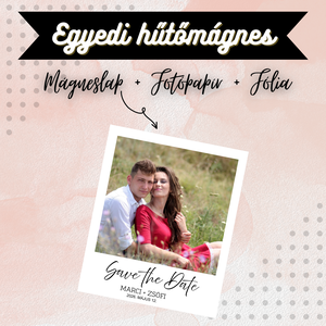 Egyedi Save The Date Hűtőmágnes  9  7,5 cm, Otthon & Életmód, Konyhafelszerelés, tálalás, Konyhai dekoráció, Hűtőmágnes, Fotó, grafika, rajz, illusztráció, Mindenmás, MESKA