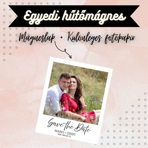Egyedi Save The Date Hűtőmágnes  9  7,5 cm, Otthon & Életmód, Konyhafelszerelés, tálalás, Konyhai dekoráció, Hűtőmágnes, Fotó, grafika, rajz, illusztráció, Mindenmás, MESKA
