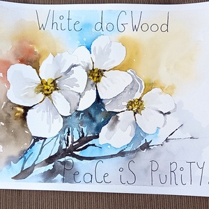 Tavaszi virágok akvarell motivációs szöveggel (keret nélkül)  Somfa (Dogwood) - művészet - festmény - akvarell - Meska.hu