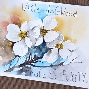 Tavaszi virágok akvarell motivációs szöveggel (keret nélkül)  Somfa (Dogwood) - Meska.hu