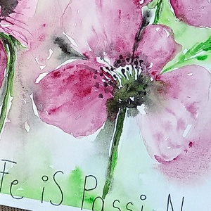 Tavaszi virágok akvarell motivációs szöveggel (keret nélkül)  Szellőrózsa (Anemone) - művészet - festmény - akvarell - Meska.hu