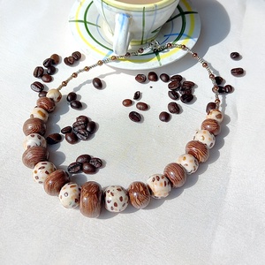 Coffee time! millefiori polymer nyaklánc, Ékszer, Nyaklánc, Bogyós nyaklánc, Ékszerkészítés, Gyurma, MESKA