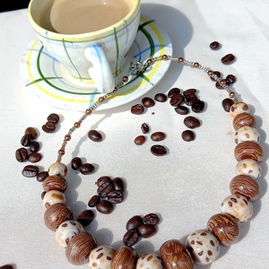 Coffee time! millefiori polymer nyaklánc - ékszer - nyaklánc - bogyós nyaklánc - Meska.hu