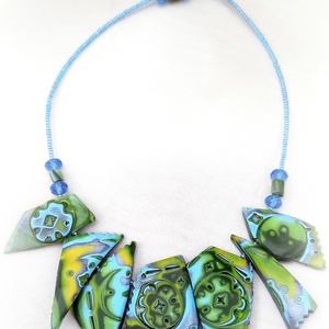Hűsítő citrus mokume gane polymer clay nyaklánc egyedi medálgyöngyökkel - Meska.hu