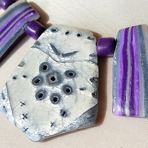 Cool summer mokume gane polymer clay nyaklánc egyedi medálgyöngyökkel - ékszer - nyaklánc - medálos nyaklánc - Meska.hu