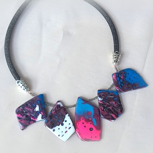 Szürreális kapcsolatok mokume gane polymer clay nyaklánc egyedi medálgyöngyökkel - Meska.hu