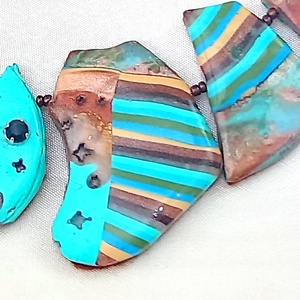 Sea and sand mokume gane polymer clay nyaklánc egyedi medálgyöngyökkel - ékszer - nyaklánc - medálos nyaklánc - Meska.hu