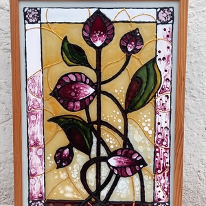 Krisztus öt sebe üvegfestmény üvegen, keretben 23x32, Művészet, Festmény, Üvegfestmény, Festészet, MESKA