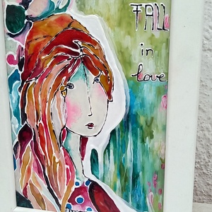 Fall in love üvegfestmény plexin, keretben 21x17 - művészet - festmény - üvegfestmény - Meska.hu
