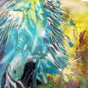 A sárkányok ébredése 2. fantasy enkausztika festmény keret nélkül A4-es - művészet - festmény - festmény vegyes technika - Meska.hu