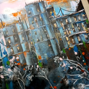 A felkelő Nap háza akrilfestmény fekete feszített vásznon, 25x30, keret nélkül - művészet - festmény - akril - Meska.hu