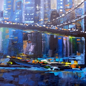 Éjszaka Brooklynban akrilfestmény fekete feszített vásznon, 25x30, keret nélkül - művészet - festmény - akril - Meska.hu