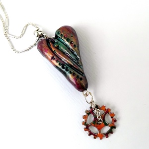 Az idő megy, a szerelem örök Valentin napi szív medál rövid láncon, köszönőkártyával - ékszer - nyaklánc - medálos nyaklánc - Meska.hu