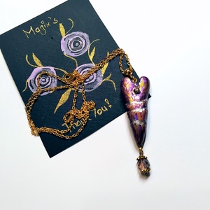 Nemes szív Valentin napi szív medál félhosszú láncon, köszönőkártyával - ékszer - nyaklánc - medálos nyaklánc - Meska.hu