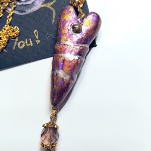 Nemes szív Valentin napi szív medál félhosszú láncon, köszönőkártyával - ékszer - nyaklánc - medálos nyaklánc - Meska.hu