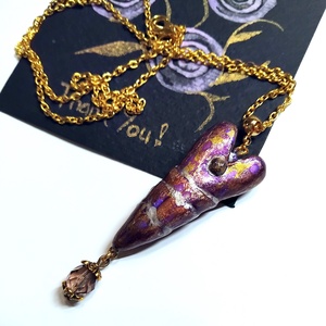 Nemes szív Valentin napi szív medál félhosszú láncon, köszönőkártyával - ékszer - nyaklánc - medálos nyaklánc - Meska.hu