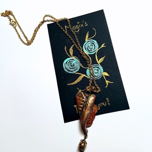 Aranyszív Valentin napi szív medál félhosszú láncon, köszönőkártyával - ékszer - nyaklánc - medálos nyaklánc - Meska.hu