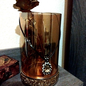 Golden Honeymoon óriás Swarovski baguette medál gyöngybefoglalással - ékszer - nyaklánc - medálos nyaklánc - Meska.hu