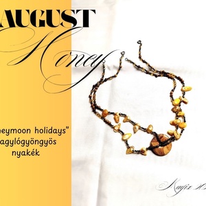 Honeymoon holidays dekoratív kagylógyöngyös nyakék, duplaszálas, ásvány donuttal, Ékszer, Nyaklánc, Gyöngyös nyaklánc, Ékszerkészítés, Gyöngyfűzés, gyöngyhímzés, MESKA