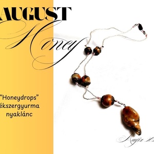 Honeydrops ékszergyurma nyaklánc, félhosszú-rövid, gyöngyfűzött szálon, Ékszer, Nyaklánc, Bogyós nyaklánc, Ékszerkészítés, Gyurma, MESKA