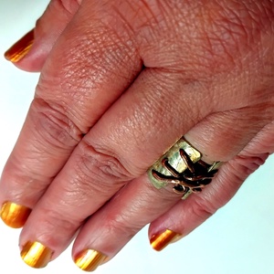 Fűzős gyűrű, sárgaréz-vörösréz, 16,5 mm belső átmérővel, 6-os méret - ékszer - gyűrű - fonódó gyűrű - Meska.hu