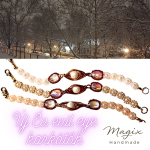Új év evil eye karkötők rózsaszín árnyalatok, megrendelésre, Ékszer, Karkötő, Gyöngyös karkötő, Ékszerkészítés, Gyöngyfűzés, gyöngyhímzés, MESKA